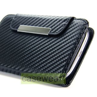 CARBON FLIP POUCH WALLET HARD COVER CASE FOR SAMSUNG GALAXY S 3 III