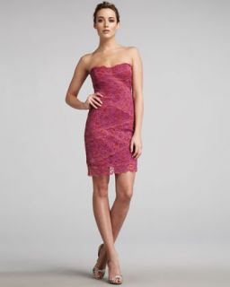Nicole Miller Two Tone Strapless Lace Dress   Neiman Marcus