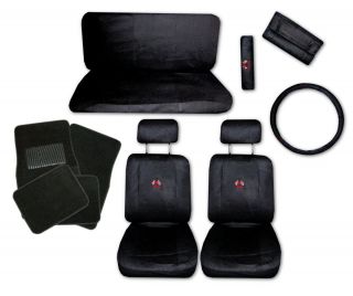 Sport Jersey Black Car Truck Seat Covers 9pc Pkg with Black Floor Mats
