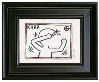 KEITH HARING DRAWING ON ORIGINAL PAPER OF THE 80s