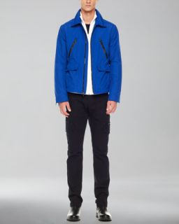 Michael Kors Leather Trim Half Zip Sweater & Twill Cargo Pants