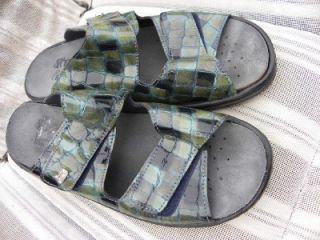helle romus checkered patent leather sandals nwob sz 40
