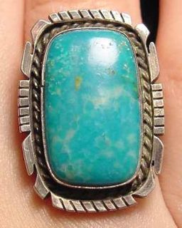 Stunning Navajo Indian Old Pawn Turquoise Silver Ring