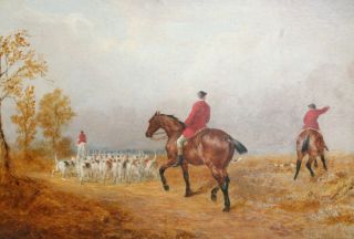 Robert Nightingale 1815 1895 Sporting Oil Autumn Fox Hunt to $32 000