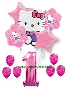 Hello Kitty Pink Purple 1st Birthday Damask Party Balloons First