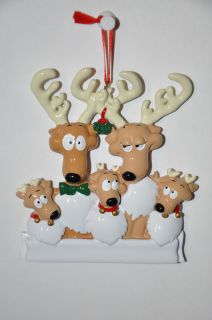 Christmas Ornaments Reindeer Family of 5 Free Personalization New