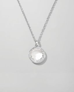 Lollipop Diamond Bezel Clear Quartz Pendant Necklace