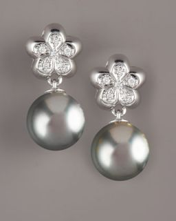 Assael Pearl & Diamond Huggie Earrings   