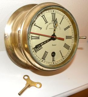 Henry Browne & Son Sestrel Brass Ships Clock Barking & London w/ KEY