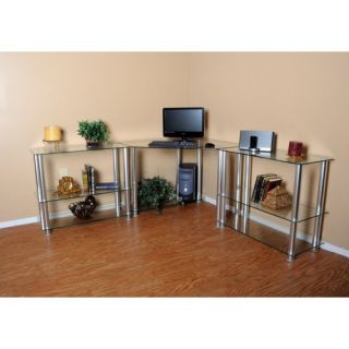 RTA Home and Office Corner Computer Desk with 2 35 Modular Extensions