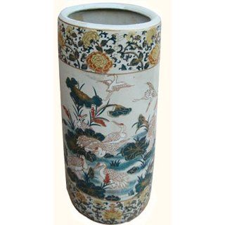18 high Rustic Chinese porcelain umbrella stand with