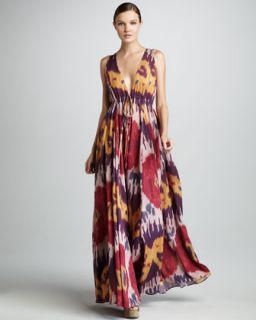 Rachel Pally Ikat Print V Neck Dress   Neiman Marcus