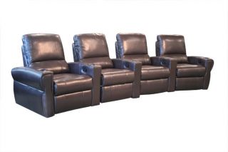 Pallas Home Theater Seating 4 Leather Manual Seats Brown Chairs