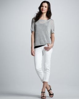 48SH Vince Metallic Short Sleeve Sweater & Cuffed Skinny Jeans