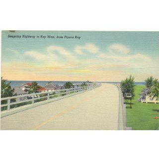 1940s Vintage Postcard   Seagoing Highway to Key West from