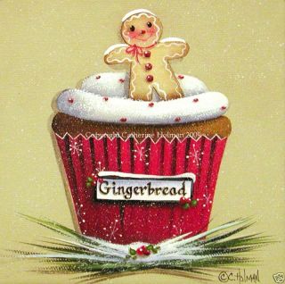 Gingerbread Christmas Cupcake Print Catherine Holman