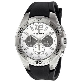 Haurex Italy Speed Chronograph White Dial Mens Watch 3A384UWG New