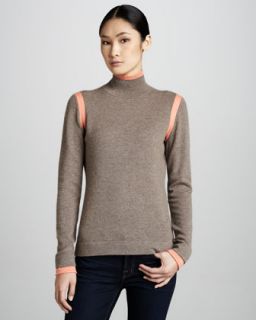 Cullen Tipped Mock Neck Cashmere Sweater   