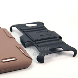 Black Brown Rhino Kickstand Hybrid Case + Holste for HTC ONE X AT&T