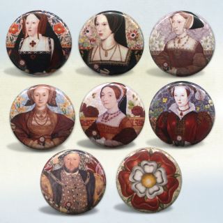 Tudors King Henry VIII Wives Set of 8 Pinback Buttons