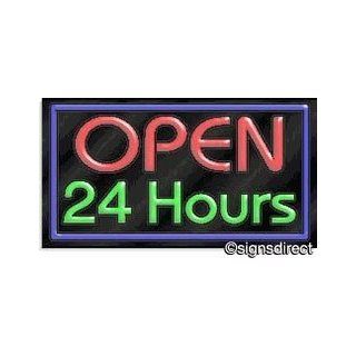 Open 24 Hours Neon Sign, Background MaterialClear