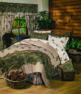 4pc Stunning Pine Cone Cabin Comforter Set Queen King
