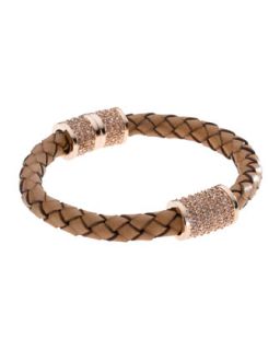 braided leather crystallized bracelet rose golden $ 115