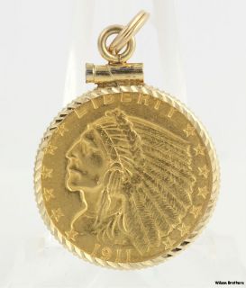  Head Quarter Eagle Coin Pendant 900 Gold Coin 14k Gold Setting