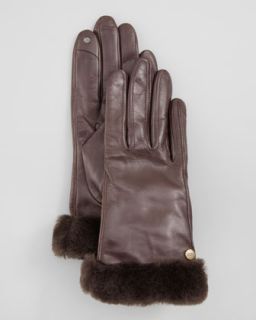 ugg australia classic leather smart gloves brown $ 115