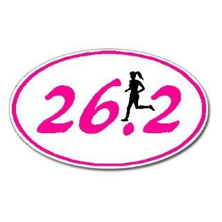 26.2 Marathon GIRL Runner Euro Oval Car Decal / Sticker : 