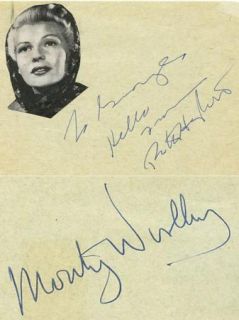 Rita Hayworth Monty Woolley Vintage 1940s Signed Album Page