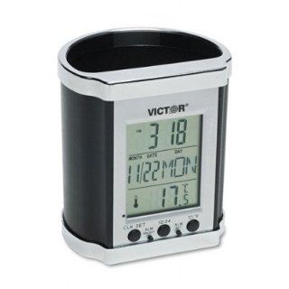 Pencil Holder with LCD Display   3 1/2 x 3 x 4, Black