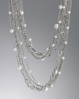 Y0Q7A David Yurman Multi Row Chain Necklace, Pearls, 34L