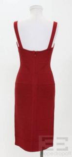 Herve Leger Ruby Red Sleeveless Boatneck Bandage Dress Size M NEW
