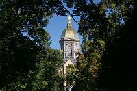 Notre Dames administration building, featuring the famous golden dome