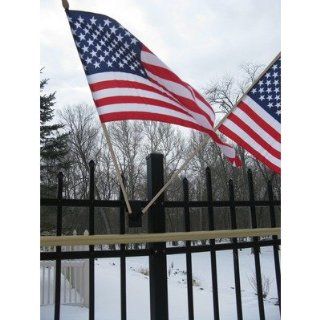 Flag Holder with USA Flags Set Fence Width / Finish 3/4