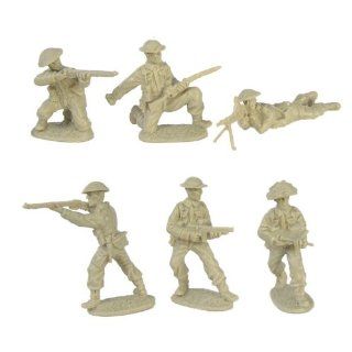  Plastic Army Men: 12 TAN 54mm Figures   1:32 scale: Toys & Games