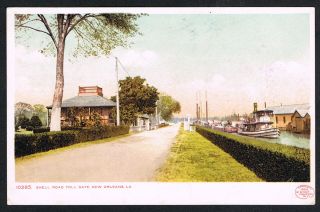 New Orleans La Shell Road Toll Gate Boat in Canal Early Detroit