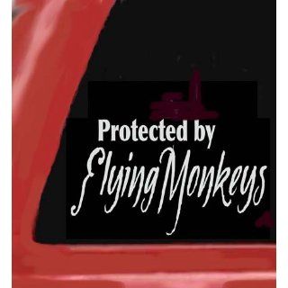PROTECTED BY FLYING MONKEYS   White 6 Vinyl STICKER