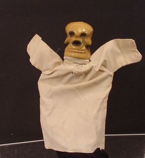 Vintage Halloween Skeleton Skull Puppet Composition Plaster Nice Old
