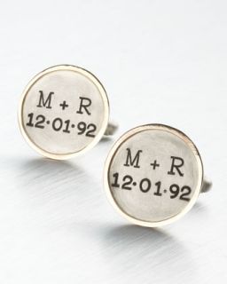 Personalized Round Cuff Links, 2 Lines, Gold/Silver