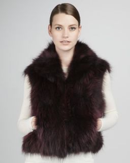 Alice + Olivia Avah Beaded Cropped Fur Vest   Neiman Marcus