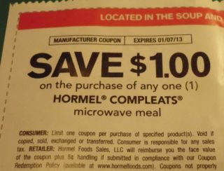 20 Hormel Compleats 1 00 1 Exp 1 7 13 Hot Coupon
