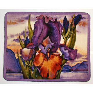Fleece Blanket with Iris Flower NEW Great for your wall