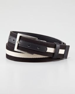 Reversible Web Leather Belt, Black