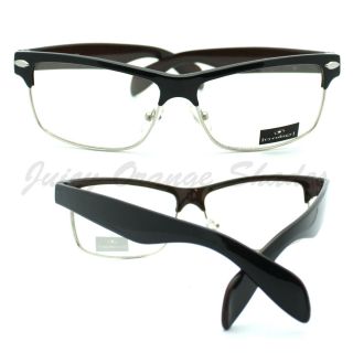 Unisex Clear Lens Eyeglasses Rectangular Half Horn Rim Fashion Frames