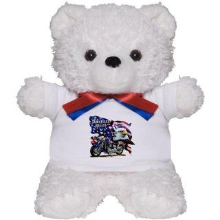 Teddy Bear White American Pride US Flag Motorcycle and