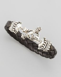N1ZJR King Baby Studio Crown Toggle Leather Bracelet