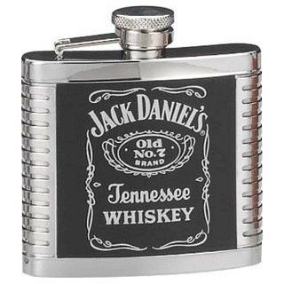 Jack Daniels Stainless Steel 4oz Ribbed Cover Flask