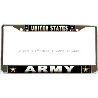 US Army Chrome Metal Auto License Plate Frame Holder